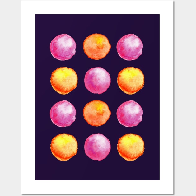 Juicy Watercolor Pink And Orange Spheres Pattern Wall Art by Boriana Giormova